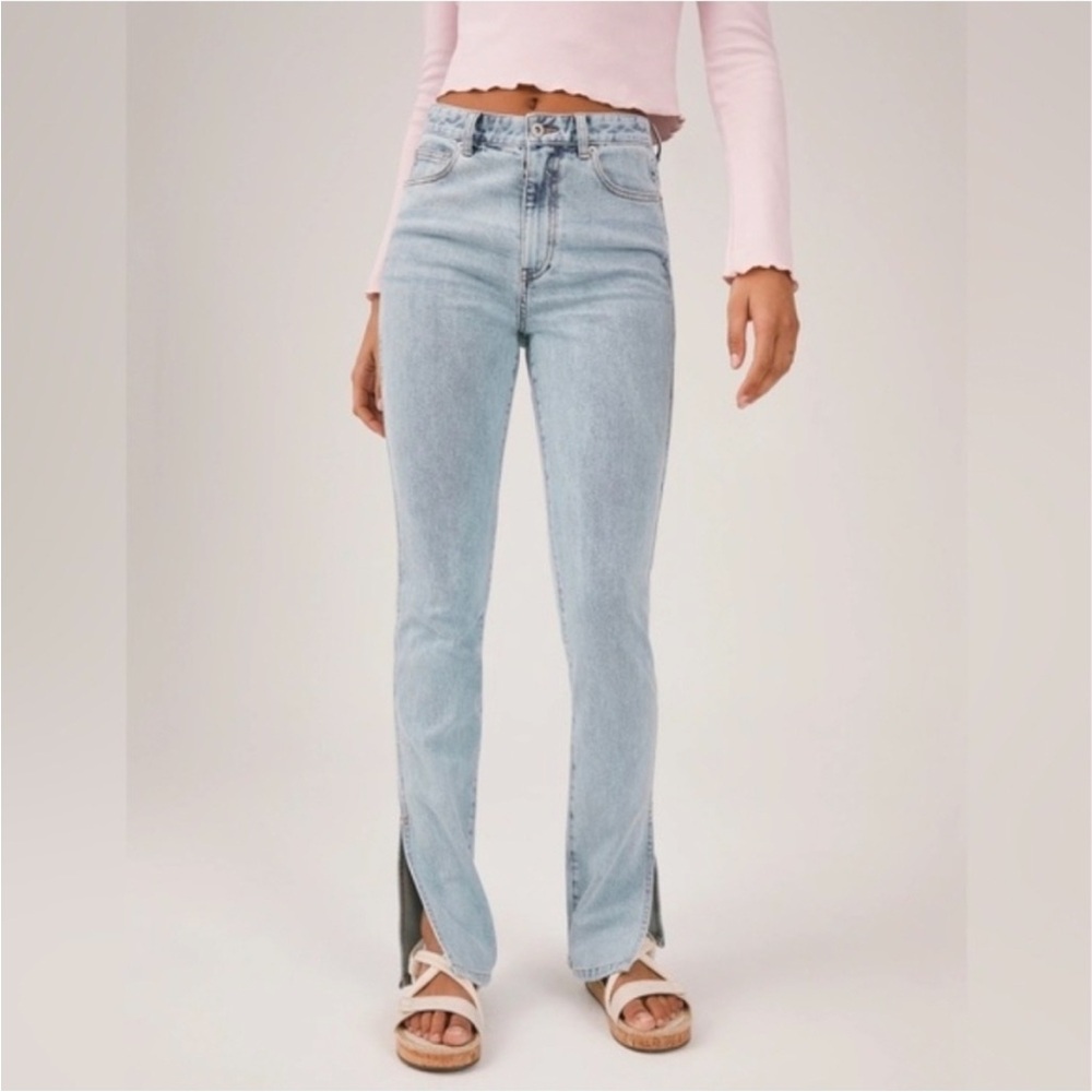Something Navy Split Hem Denim with Slight Flare size 6